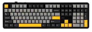 AULA F108 Tri-Mode Wireless Hot-Swappable Mechanical Gaming Keyboard (Star Black / Grey & Yellow) | Model: F108 Standard, 108-Key 100% Full-Size Layout, Pre-Lubed LEOBOG Greywood V3 / Reaper Linear Switches, Leaf-Spring Gasket Mount Structure, 5-Laye