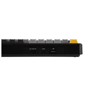 AULA F108 Tri-Mode Wireless Hot-Swappable Mechanical Gaming Keyboard (Star Black / Grey & Yellow) | Model: F108 Standard, 108-Key 100% Full-Size Layout, Pre-Lubed LEOBOG Greywood V3 / Reaper Linear Switches, Leaf-Spring Gasket Mount Structure, 5-Laye