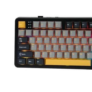 AULA F108 Tri-Mode Wireless Hot-Swappable Mechanical Gaming Keyboard (Star Black / Grey & Yellow) | Model: F108 Standard, 108-Key 100% Full-Size Layout, Pre-Lubed LEOBOG Greywood V3 / Reaper Linear Switches, Leaf-Spring Gasket Mount Structure, 5-Laye
