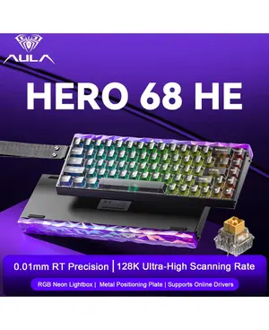 AULA HERO 68 HE Black Translucent Keycaps | 65% Hall Effect Magnetic Keyboard | 8000Hz Rapid Trigger | 0.01mm Precision | Hot-Swap