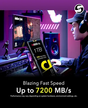 addlink S95 1TB PCIe Gen4x4 NVMe M.2 SSD, DRAM Cache, Speeds up to 7200MBPS, SSD For Workstations & High-End Gaming