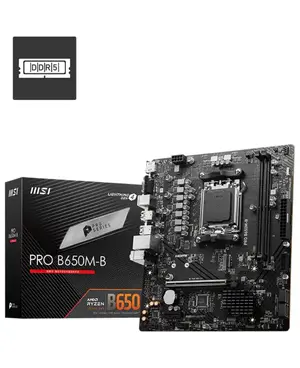 MSI PRO B650M-B Micro-ATX Motherboard | AMD Socket AM5, B650 Chipset, DDR5 Memory Boost (Up to 6800+ MHz OC / EXPO), PCIe 4.0 Steel Armor, Lightning Gen4 M.2, 2.5G LAN & Audio Boost