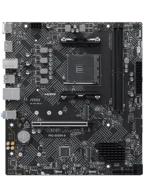 MSI PRO B550M-B Micro-ATX Motherboard | AMD Socket AM4, B550 Chipset, DDR4 Memory Boost (Up to 4600+ MHz OC), PCIe 4.0 Steel Armor, Dual M.2 Slots, Front USB-C & Audio Boost