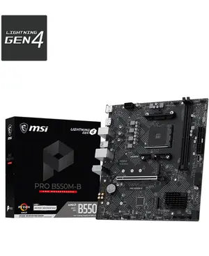 MSI PRO B550M-B Micro-ATX Motherboard | AMD Socket AM4, B550 Chipset, DDR4 Memory Boost (Up to 4600+ MHz OC), PCIe 4.0 Steel Armor, Dual M.2 Slots, Front USB-C & Audio Boost