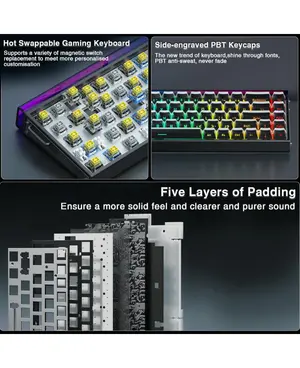 AULA HERO 68 HE Black Translucent Keycaps | 65% Hall Effect Magnetic Keyboard | 8000Hz Rapid Trigger | 0.01mm Precision | Hot-Swap