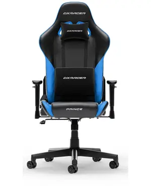 DXRacer Prince Series Ergonomic Gaming Chair black and blue | Model: GC/LPF24LTC/N.N.N (D6000), Premium High-Density Mold Shaping Foam & Breathable Leatherette, 1D Adjustable Armrests, 90°–135° Recline with Conventional Tilt, Heavy-Duty Steel Frame, 