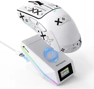 Attack Shark X11 PRO V2 Tri-Mode Wireless Mouse with TFT LCD RGB Dock – Black & White