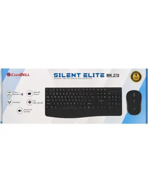 CoolBell Silent Elite MK-270 Wireless Keyboard and Mouse Combo | Model: MK-270, Full-Size Low-Profile Membrane Keyboard with Dedicated Numeric Keypad, Whisper-Quiet Silent-Click Optical Mouse (Up to 1600 DPI), 2.4GHz Plug-and-Play Wireless USB Nano R