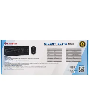 CoolBell Silent Elite MK-270 Wireless Keyboard and Mouse Combo | Model: MK-270, Full-Size Low-Profile Membrane Keyboard with Dedicated Numeric Keypad, Whisper-Quiet Silent-Click Optical Mouse (Up to 1600 DPI), 2.4GHz Plug-and-Play Wireless USB Nano R