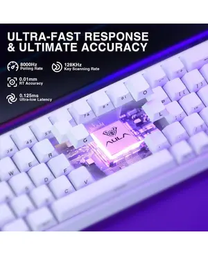 AULA HERO 68 HE White | 65% Hall Effect Magnetic Keyboard | 8000Hz Rapid Trigger | 0.01mm Precision | Hot-Swap
