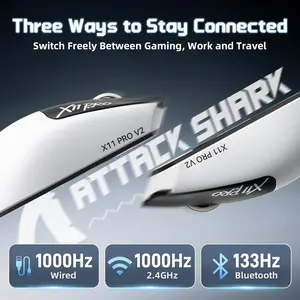 Attack Shark X11 PRO V2 Tri-Mode Wireless Mouse with TFT LCD RGB Dock – Black & White