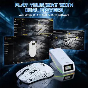 Attack Shark X11 PRO V2 Tri-Mode Wireless Mouse with TFT LCD RGB Dock – White