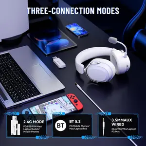 Attack Shark L30 PRO Tri-Mode Wireless Gaming Headset – Pure White