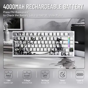 Attack Shark X820 Tri-Mode Mechanical Gaming Keyboard – Black Warrior (Gift Switches)