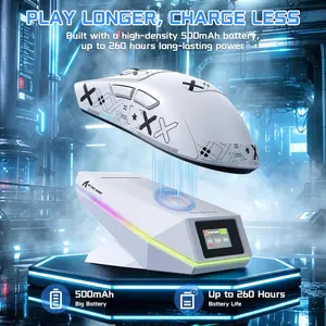 Attack Shark X11 PRO V2 Tri-Mode Wireless Mouse with TFT LCD RGB Dock – White