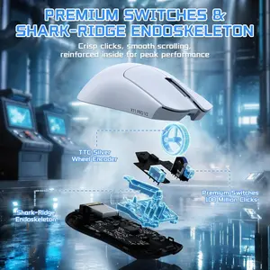 Attack Shark X11 PRO V2 Tri-Mode Wireless Mouse with TFT LCD RGB Dock – White