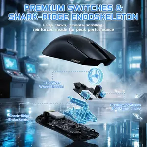 Attack Shark X11 PRO V2 Tri-Mode Wireless Mouse with TFT LCD RGB Dock – Black