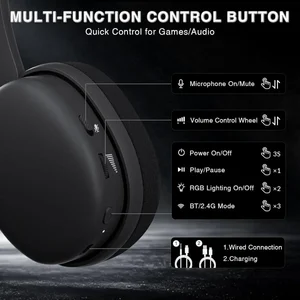 AULA Wind G7 Pro Tri-Mode Wireless Gaming Headset | Over-Ear PC Microphone Gaming Headset | USB 7.1 Sound Card