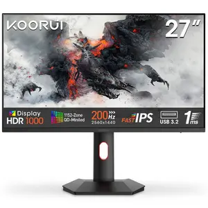 KOORUI S2721PM 27" QHD 2K 200Hz QD Mini LED Gaming Monitor | 1152-Zone FALD | HDR1000 | 97% DCI-P3 | FreeSync Premium & G-Sync Compatible