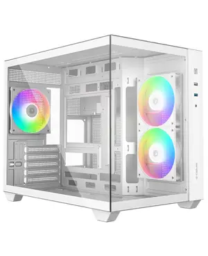 ID-COOLING VIEW 500 ARGB WHITE Micro-ATX PC Case | Dual Tempered Glass Panoramic Window, 3x Pre-Installed ARGB PWM Fans & 360mm Radiator Support