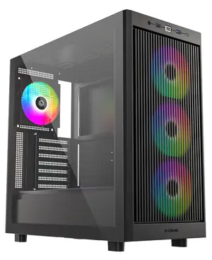 ID-COOLING WARE 510 ARGB BLACK ATX PC Case | Classic High-Airflow Mid-Tower, Tempered Glass, 4x Pre-Installed ARGB Fans & Dual 360mm Radiator Support