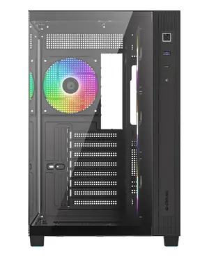 ID-COOLING VIEW 510 ARGB Black Panoramic ATX PC Case | Dual Tempered Glass Panels, 4x Pre-Installed ARGB PWM Fans, BTF Motherboard Support & Dual 360mm Radiator Capacity