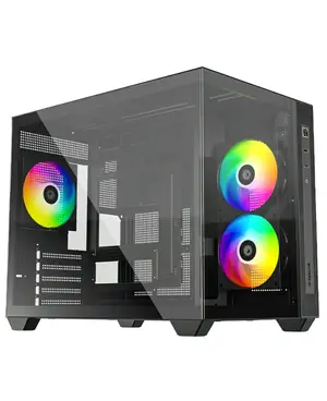 ID-COOLING VIEW 500 ARGB Micro-ATX PC Case | Dual Tempered Glass Panoramic Window, 3x Pre-Installed ARGB PWM Fans & 360mm Radiator Support