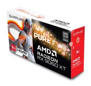 SAPPHIRE PURE Radeon RX 9060 XT OC 16GB GDDR6 — RDNA 4 | 3290 MHz | White | PTM7950 | FSR 4