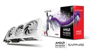SAPPHIRE PURE Radeon RX 9070 OC 16GB GDDR6 — RDNA 4 | White | 2565 MHz OC | Dual-X | PTM7950 