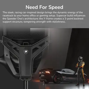 COUGAR Speeder One Black | Racing-Inspired Ergonomic Gaming Chair | Dual-Use Work & Gaming | Adjustable Lumbar | Class 4 Lift