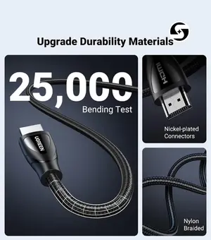 UGREEN HDMI 2.1 8K Cable Male to Male Braided - Multi Sizes (Black)