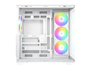 ID-COOLING VIEW 510 ARGB WHITE Panoramic ATX PC Case | Dual Tempered Glass Panels, 4x Pre-Installed ARGB PWM Fans, BTF Motherboard Support & Dual 360mm Radiator Capacity