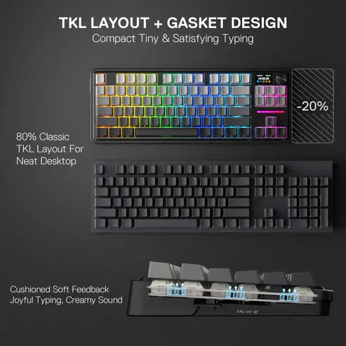 Redragon Antonium K743 LCD Pro 80% TKL Wireless Keyboard