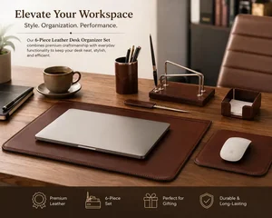 6-Piece Leather Desk Set