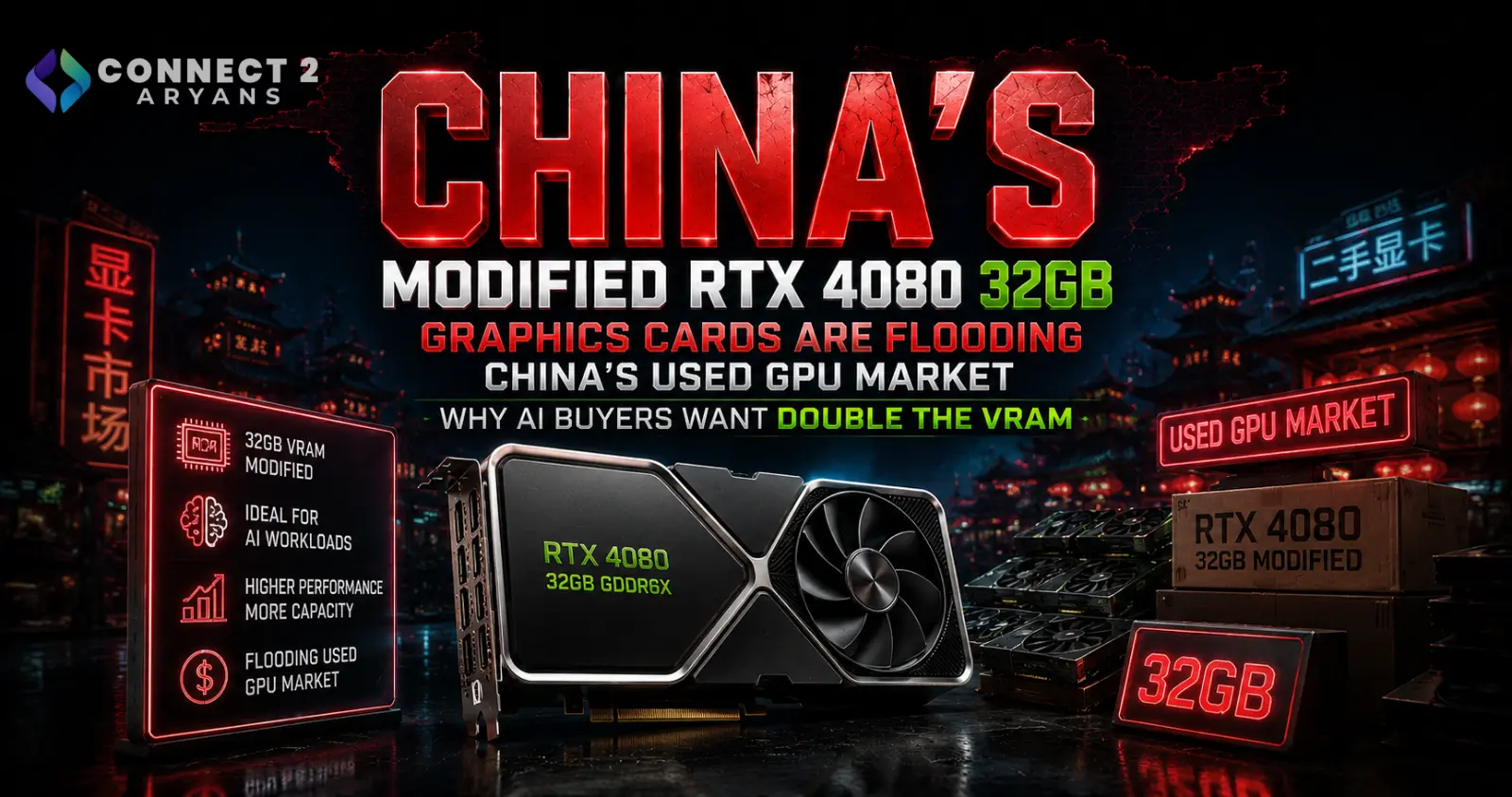 Modified RTX 4080 32GB Graphics Cards Are Flooding China’s Used GPU Market: Why AI Buyers Want Double the VRAM