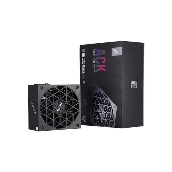 1st Player ACK Silver 750W Power Supply, ATX 3.1 and PCIe 5.1 Ready Design, 80 PLUS Silver Certified Efficiency, High-Performance Gaming PSU with Modern GPU Support