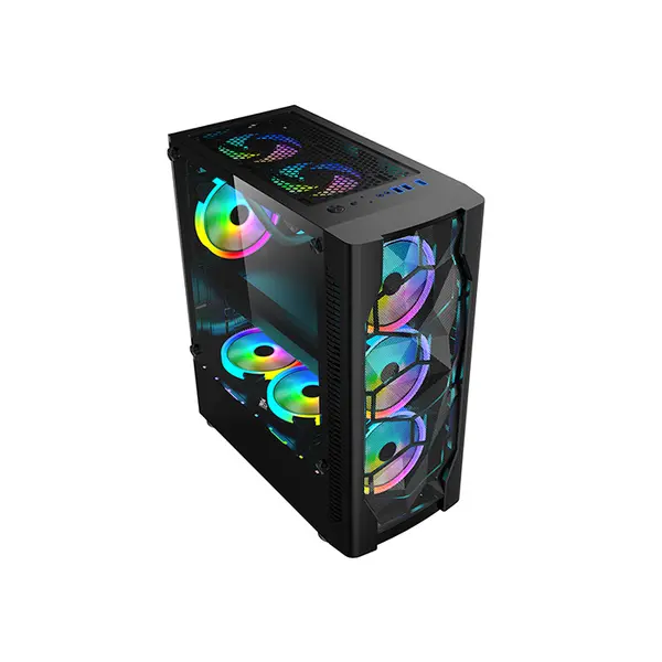 1st Player DK D4 ARGB Gaming Case, Tempered Glass Mid-Tower Chassis, 4 Pre-Installed ARGB Fans, High-Airflow Gaming PC Case with Showcase Design