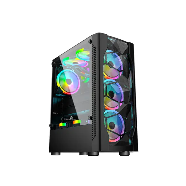 1st Player DK D4 ARGB Gaming Case, Tempered Glass Mid-Tower Chassis, 4 Pre-Installed ARGB Fans, High-Airflow Gaming PC Case with Showcase Design