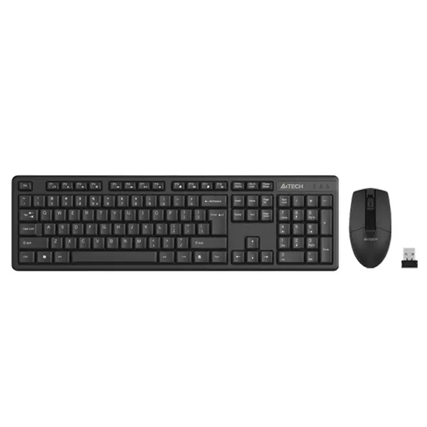 A4Tech 3330NS Multimedia 2.4GHz Wireless Keyboard and Mouse Combo Set, GK-3 Multimedia Keyboard, G3-330NS Silent Click Mouse, 2000 DPI Adjustable Sensor, 12 Hotkeys