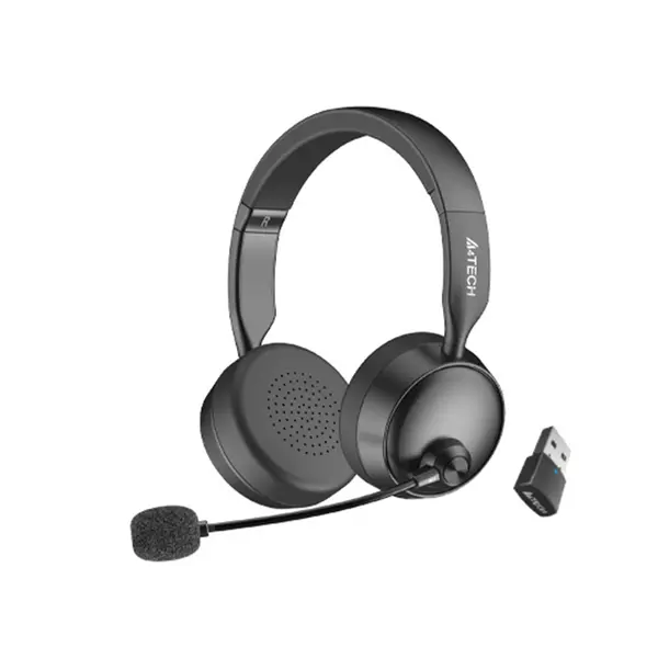 A4Tech BH235 Bluetooth Wireless Headset, Bluetooth 5.3 Connectivity, USB Bluetooth Adaptor Included, Advanced Noise Cancelling Microphone, 55 Hours Playback Time
