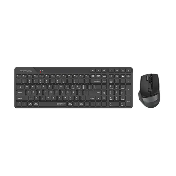 A4Tech FB2800C Air2 Bluetooth & 2.4GHz Wireless Rechargeable Keyboard and Mouse Combo Set, QuietKey Keyboard, Silent Click Mouse, USB Type-C Charging, Desk + Air Dual Function, Black Edition