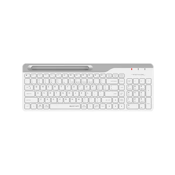 A4Tech FBK25 QuietKey Bluetooth & 2.4GHz Wireless Keyboard, Pair Up to 4 Devices, Low-Profile Chocolate Keycaps, Compact Layout, White Edition