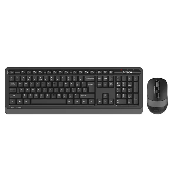 A4Tech FG1010S Multimedia 2.4GHz Wireless Keyboard and Mouse Combo Set, FGK10 Multimedia Keyboard, FG10S Silent Click Mouse, 2000 DPI Adjustable Sensor, Grey Edition