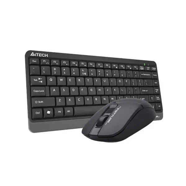 A4Tech FG1112S Multimedia 2.4GHz Wireless Keyboard and Mouse Combo Set , FGK11 Compact Keyboard, FG12 Silent Click Mouse, 1200 DPI Optical Sensor, Splash-Proof Design, Black Edition