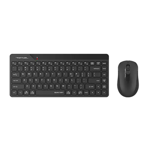 A4Tech FG2200 Air2 QuietKey Multimedia 2.4GHz Wireless Keyboard and Mouse Combo Set, QuietKey Keyboard, Silent Click Mouse, Air Mouse Function, 2000 DPI Adjustable Sensor, Black Edition