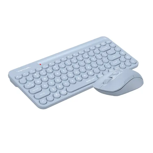 A4Tech FG3200 Air2 QuietKey Compact 2.4GHz Wireless Keyboard and Mouse Combo Set, Silent Click Mouse, 2000 DPI 4-Level Adjustable Sensor, Air Mouse Function, Ultra-Slim Keycaps, Blue Edition