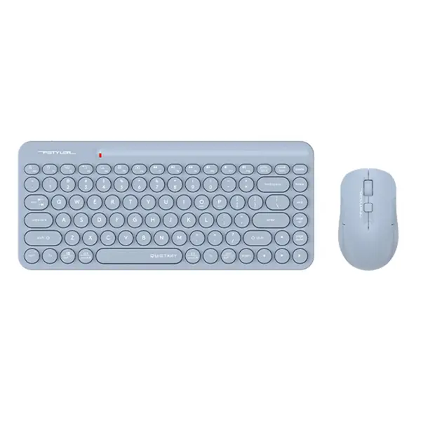 A4Tech FG3200 Air2 QuietKey Compact 2.4GHz Wireless Keyboard and Mouse Combo Set, Silent Click Mouse, 2000 DPI 4-Level Adjustable Sensor, Air Mouse Function, Ultra-Slim Keycaps, Blue Edition