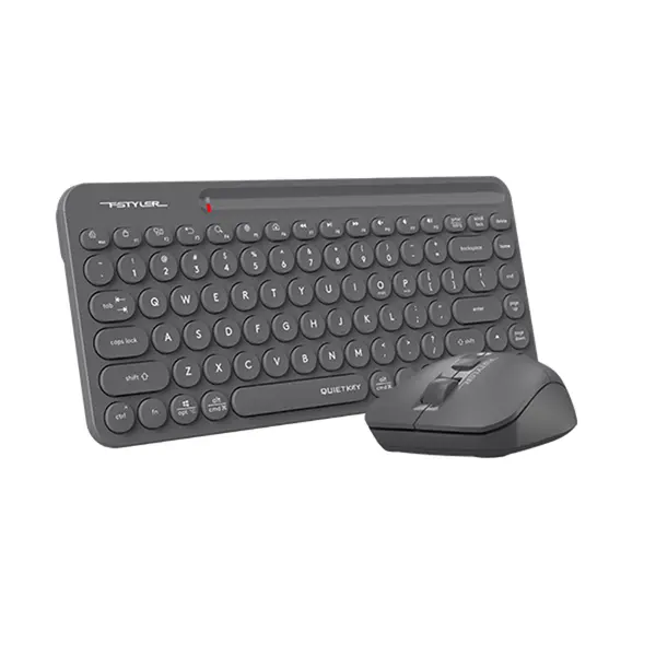 A4Tech FG3200 Air2 QuietKey Compact 2.4GHz Wireless Keyboard and Mouse Combo Set, Silent Click Mouse, 2000 DPI 4-Level Adjustable Sensor, Air Mouse Function, Ultra-Slim Keycaps, Grey Edition