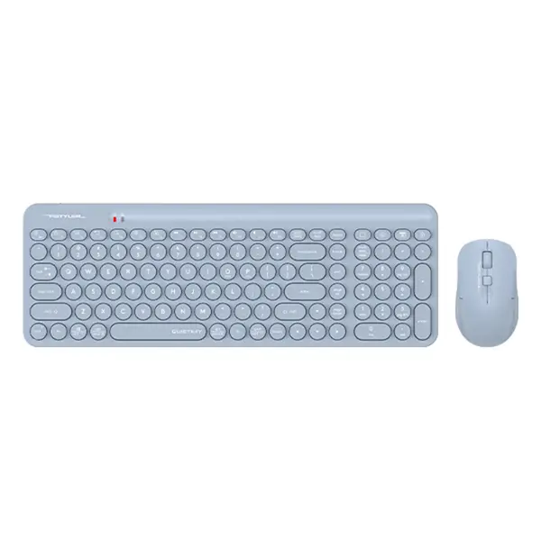A4Tech FG3300 Air2 QuietKey 2-Zone Multimedia 2.4GHz Wireless Keyboard and Mouse Combo Set, QuietKey Keyboard, Silent Click Mouse, Air Mouse Function, 2000 DPI Adjustable Sensor, Blue Edition