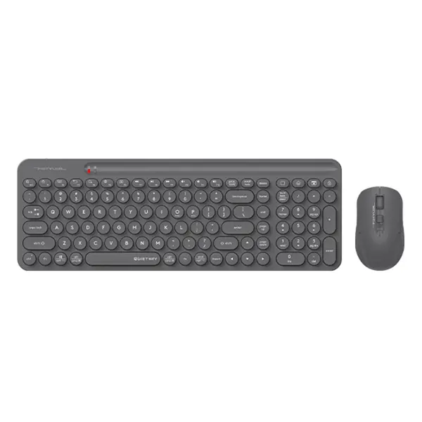 A4Tech FG3300 Air2 QuietKey 2-Zone Multimedia 2.4GHz Wireless Keyboard and Mouse Combo Set, QuietKey Keyboard, Silent Click Mouse, Air Mouse Function, 2000 DPI Adjustable Sensor, Grey Edition